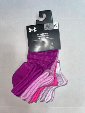 UNDER ARMOUR WOMENS 6 PAIR PINK PURPLE LIGHTWEIGHT NO SHOW SOCKS NEW